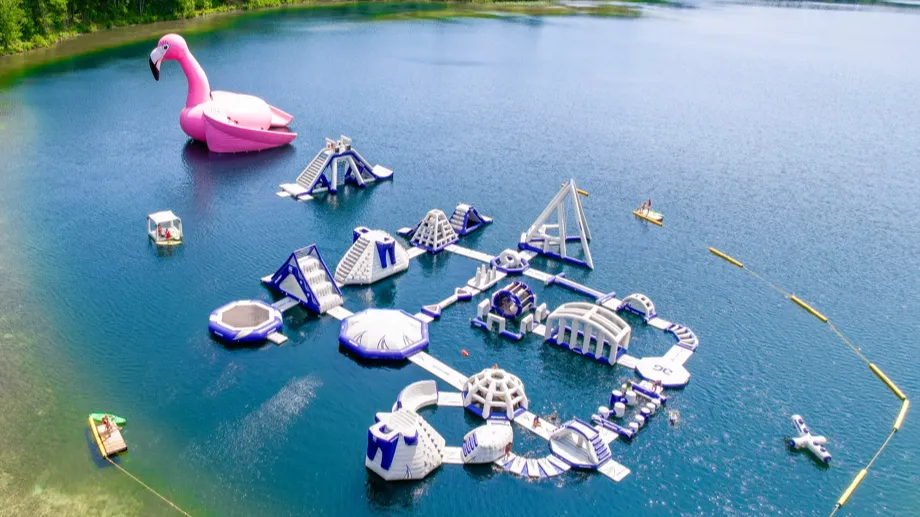 Splash Valley-floating water playground-world's largest floating flamingo